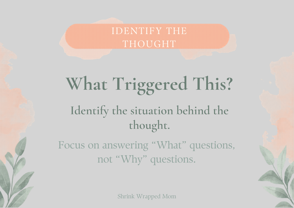 CBT worksheet page showing cognitive reframing framework for challenging anxious thoughts