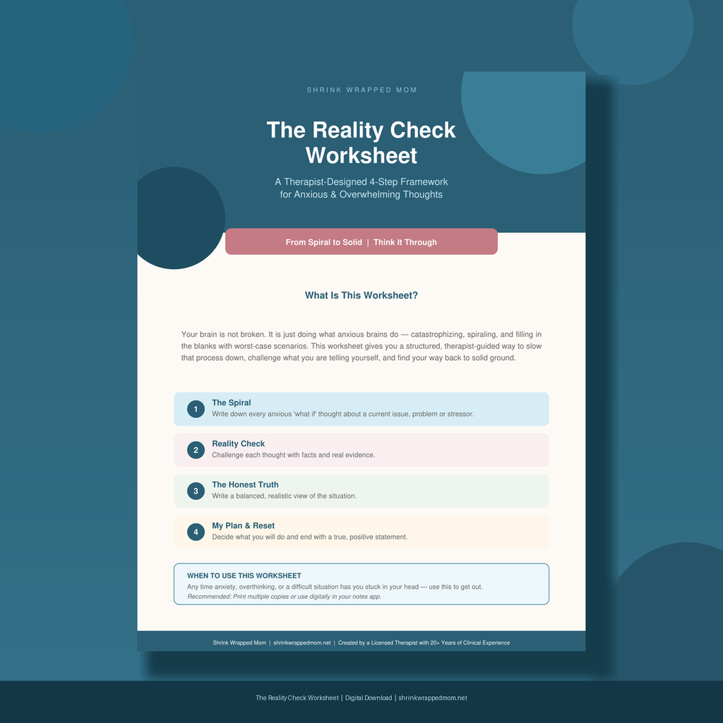 Four Steps to Less Anxious Thoughts With This Worksheet. Help Reduce Anxious & Negative Thought Patterns. 